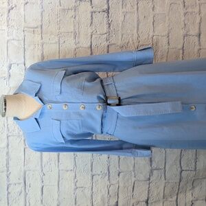 Melloday Linen Blend Button Down Dress w/ 3/4 Sleeves Size Medium